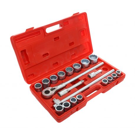 Zestaw nasadek 3/4" 12-kątnych + grzechotka 21el. KD305