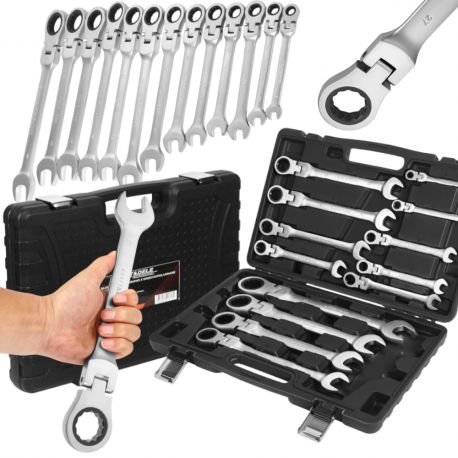 Klucze płasko oczkowe z grzechotką 8-32mm 13 el.