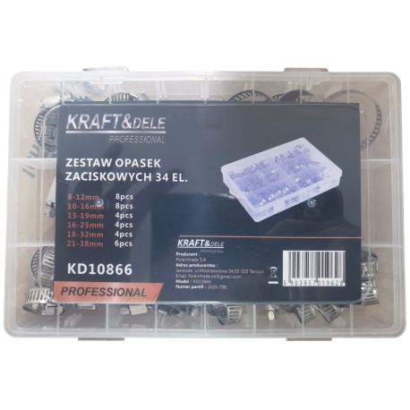ZESTAW OPASEK ZACISKOWYCH ŚLIMAKOWYCH 34EL. KD10866