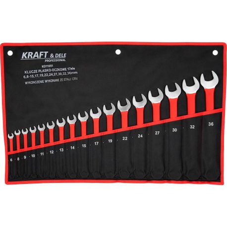 Klucze płasko - oczkowe 17el. CRV 6-36mm KD11051