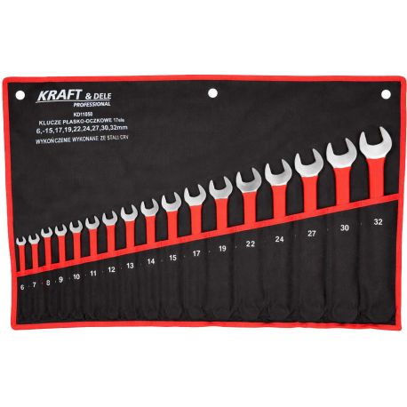 Klucze płasko - oczkowe 17el. CRV 6-32mm KD11050