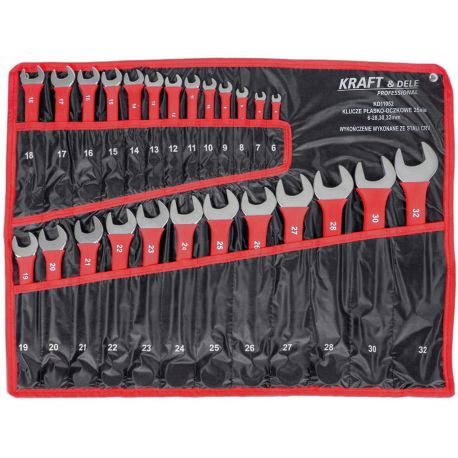 Klucze płasko - oczkowe 25el. 6-32mm CRV KD11052