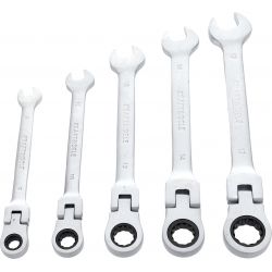 Klucze płasko-oczkowe z grzechotkami 8-17mm 5szt. - łamane KD10105